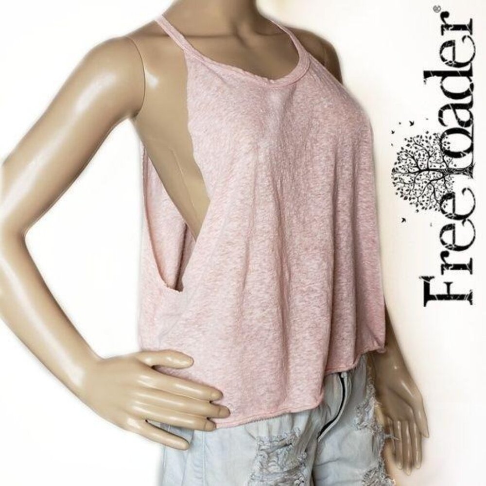Freeloader Women's light Pink Racerback Tank Top oversized armholes size large